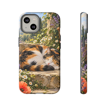 Garden Nap iPhone Tough Case | calico cat