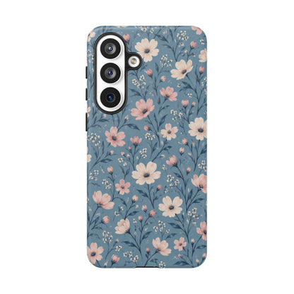 Blue Meadow Samsung Galaxy Tough Case | Pink & Ivory Floral on Blue