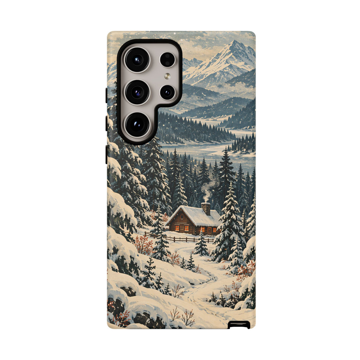 Vintage Winter Cabin Tough Phone Case