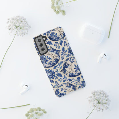 Porcelain Paws Samsung Galaxy Tough Case | blue cat pattern