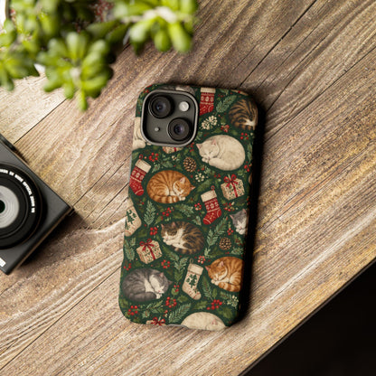 Christmas Cat Naps iPhone Tough Case | christmas cats