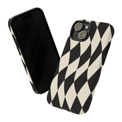 Harlequin Sway iPhone Tough Case | Black & White Harlequin