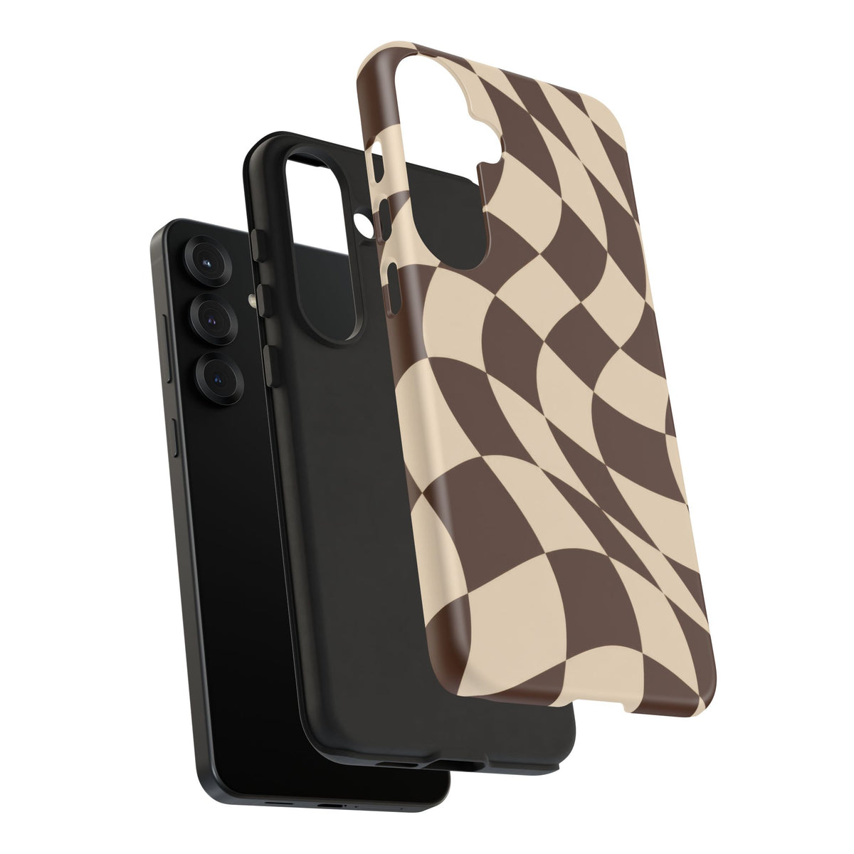 Espresso Wave Samsung Galaxy Tough Case | brown checkerboard