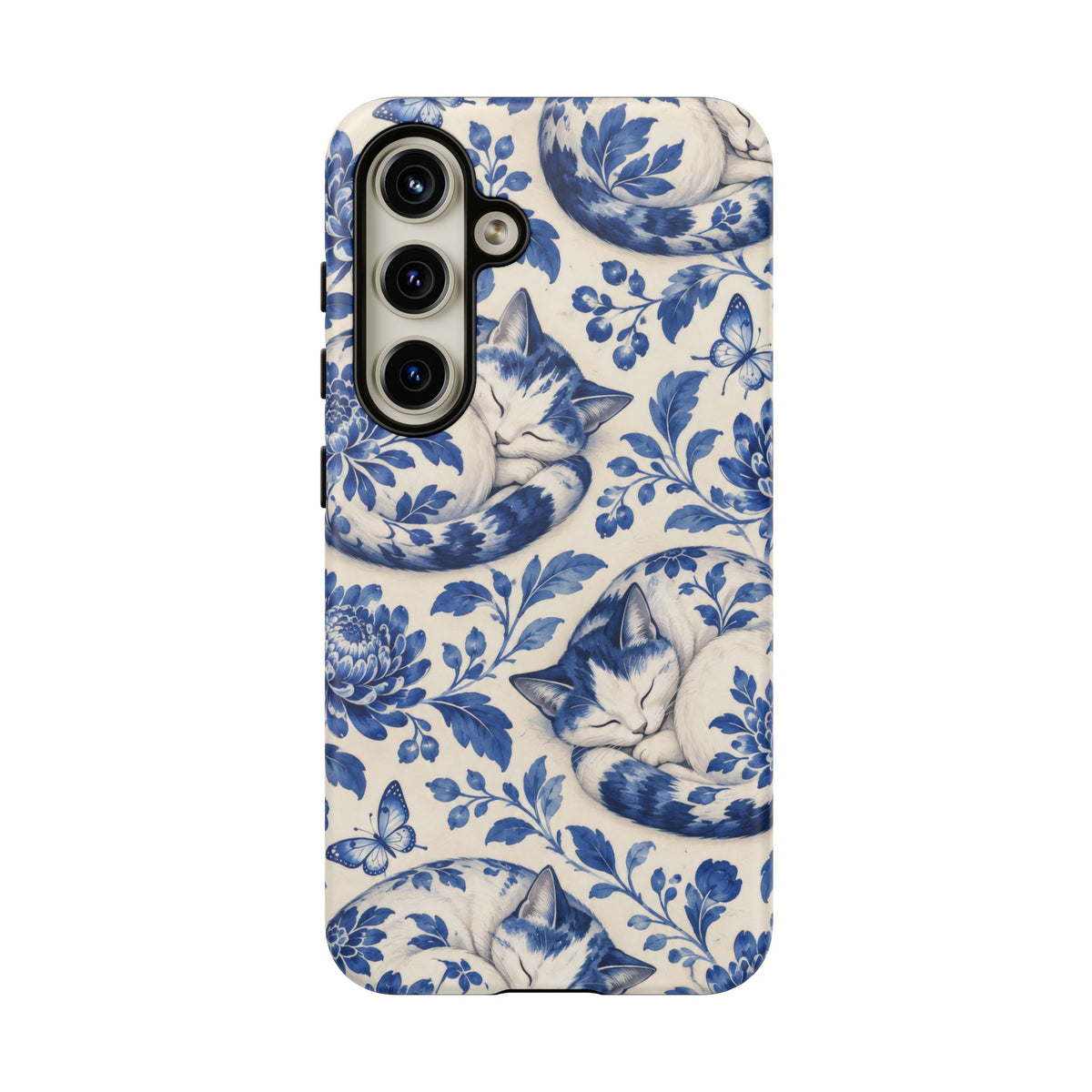 Porcelain Paws Samsung Galaxy Tough Case | blue cat pattern