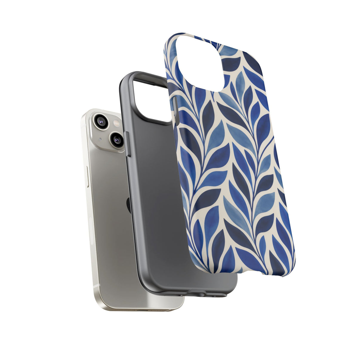 Cobalt Current iPhone Tough Case | Cobalt Blue Leaf Pattern