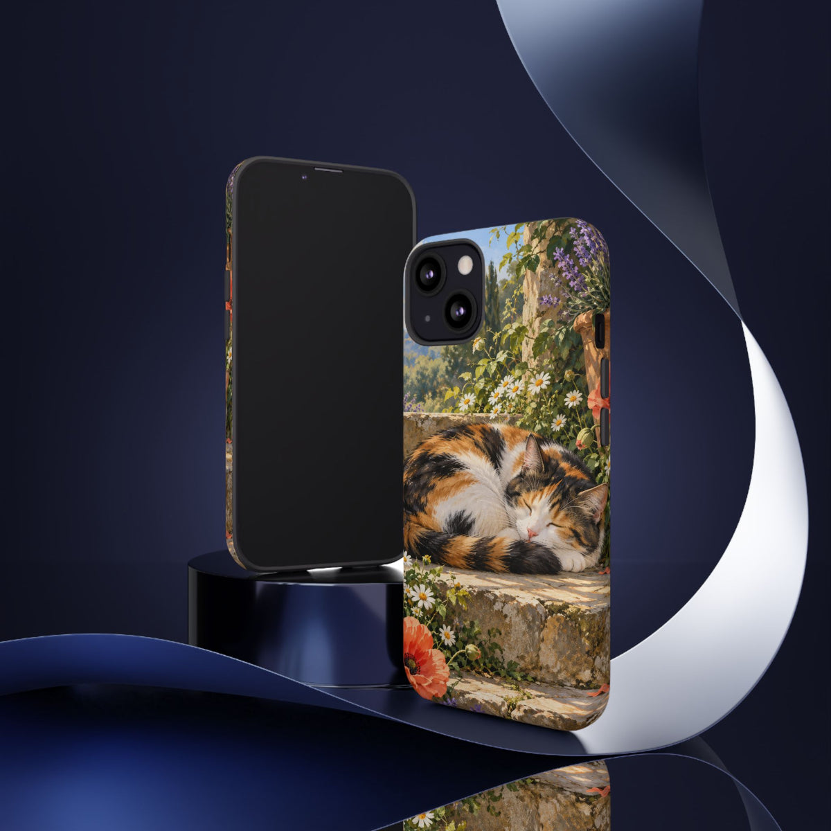 Garden Nap iPhone Tough Case | calico cat