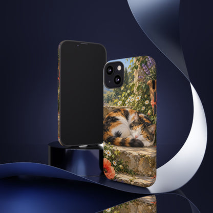 Garden Nap iPhone Tough Case | calico cat