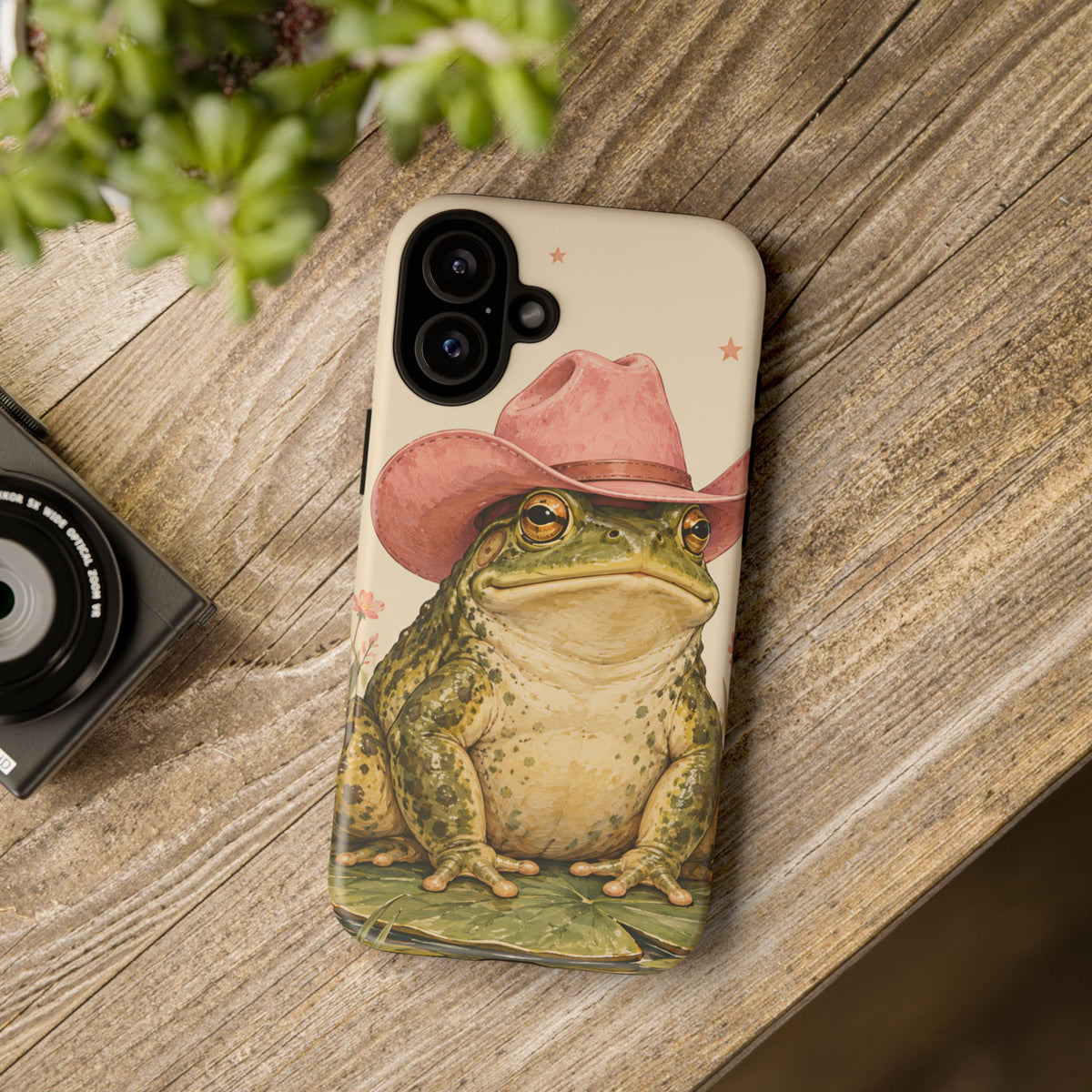 Cowboy Frog iPhone Tough Case | Pink Hat Bullfrog