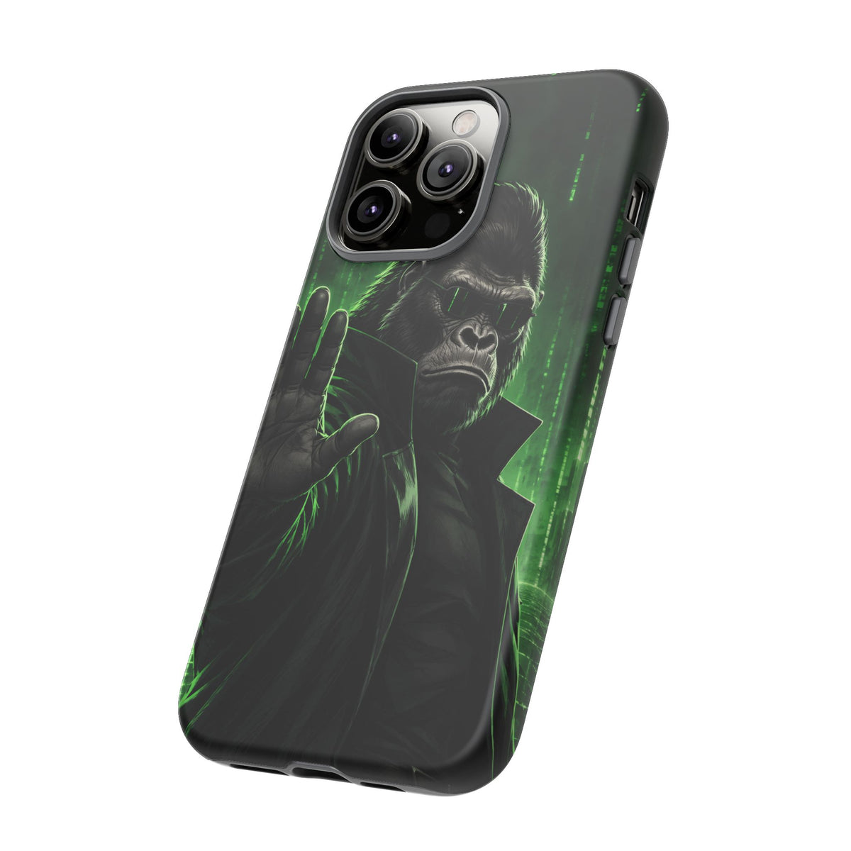 Cyberpunk Gorilla iPhone Tough Case | Neon Code Silverback