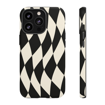 Harlequin Sway iPhone Tough Case | Black & White Harlequin
