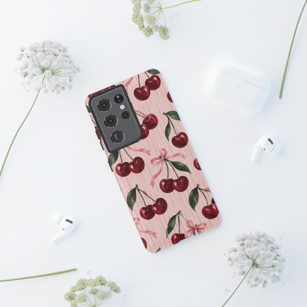 Cherry Ribbon Samsung Galaxy Tough Case | cherry print