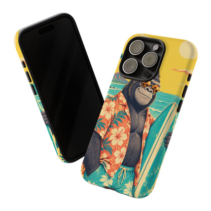 Banana Break iPhone Tough Case | Retro Surf Gorilla Art