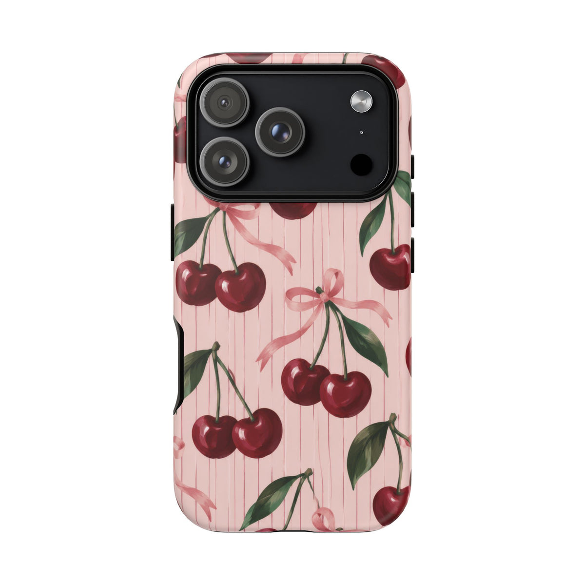 Cherry Ribbon iPhone Tough Case | cherry print