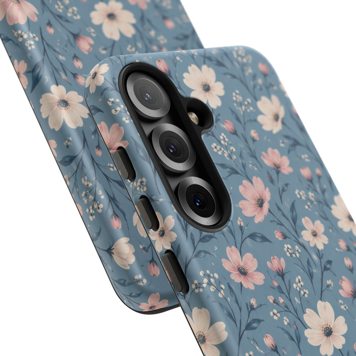 Blue Meadow Samsung Galaxy Tough Case | Pink & Ivory Floral on Blue