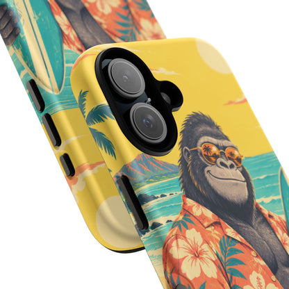 Banana Break iPhone Tough Case | Retro Surf Gorilla Art