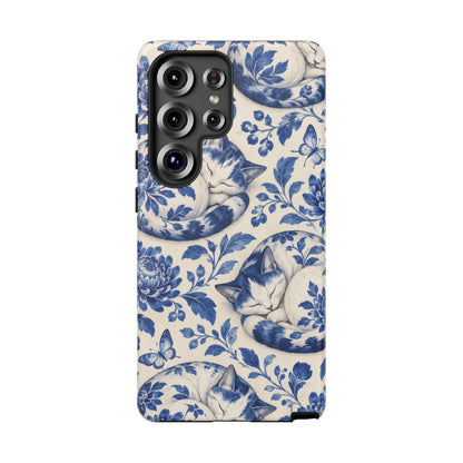 Porcelain Paws Samsung Galaxy Tough Case | blue cat pattern