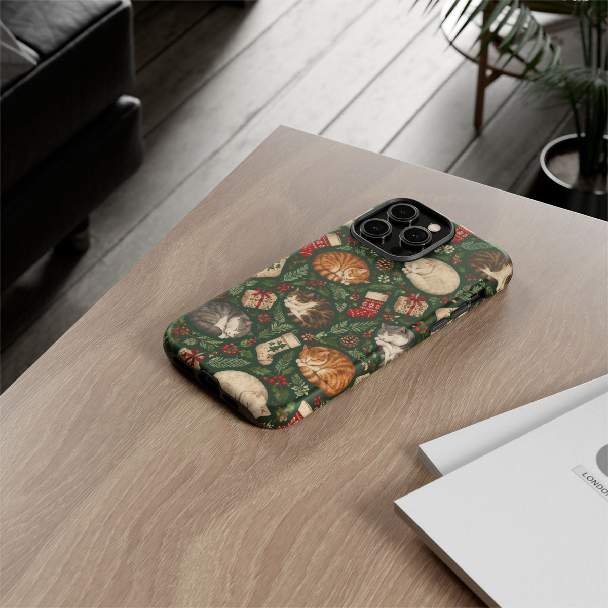 Christmas Cat Naps iPhone Tough Case | christmas cats