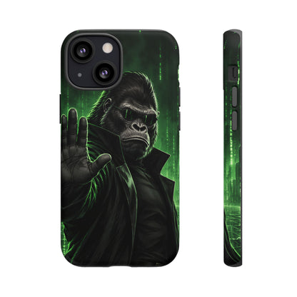 Cyberpunk Gorilla iPhone Tough Case | Neon Code Silverback