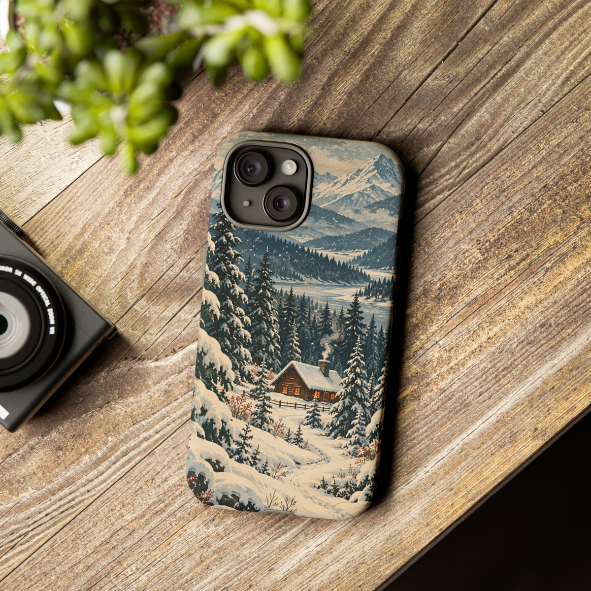 Vintage Winter Cabin Tough Phone Case