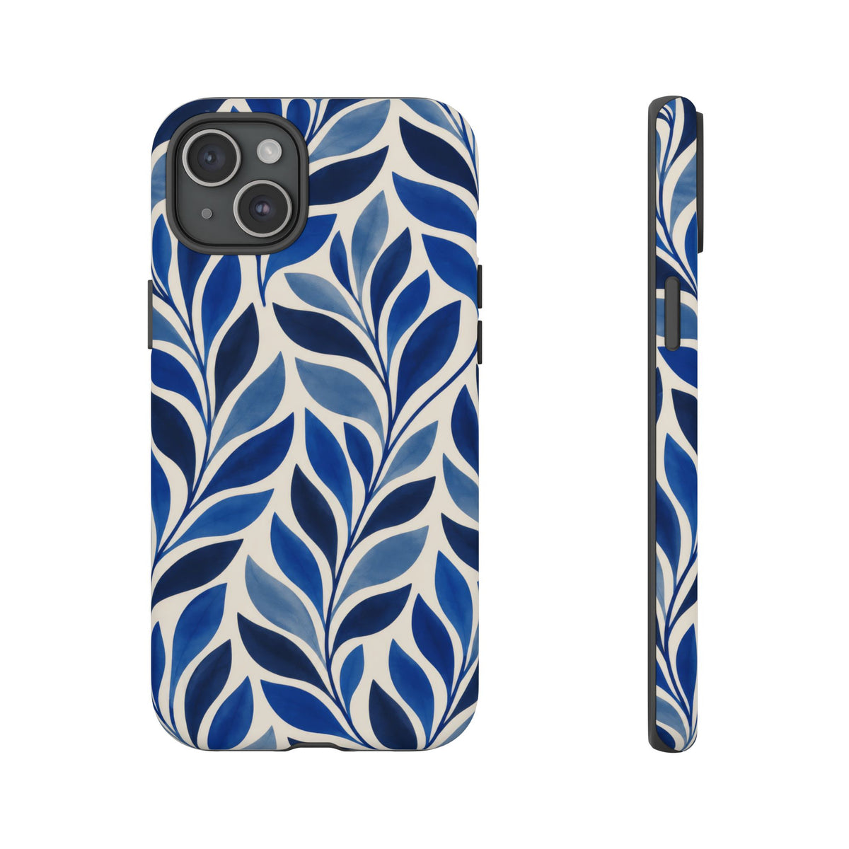 Cobalt Current iPhone Tough Case | Cobalt Blue Leaf Pattern