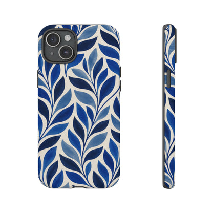 Cobalt Current iPhone Tough Case | Cobalt Blue Leaf Pattern