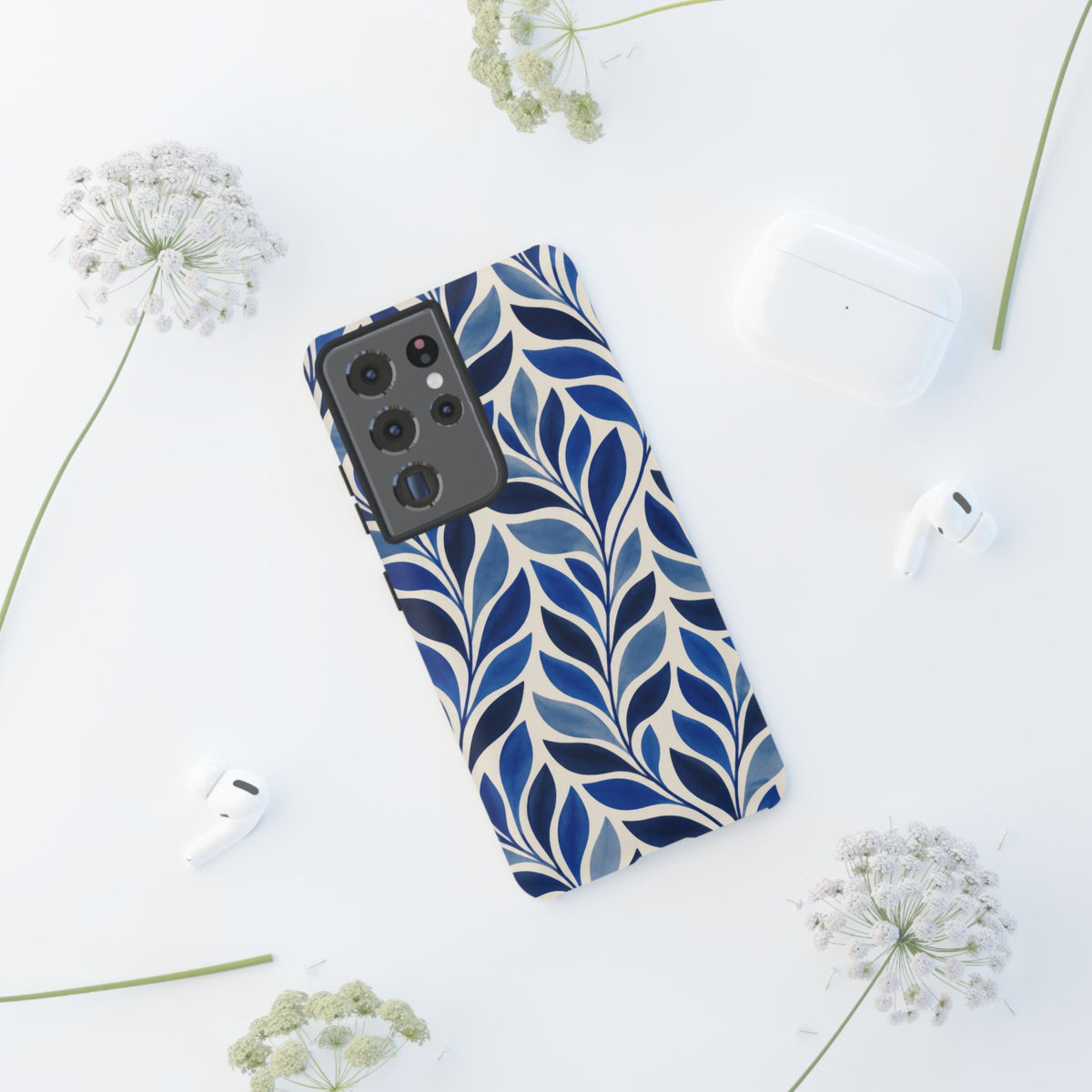Cobalt Current Samsung Galaxy Tough Case | Cobalt Blue Leaf Pattern