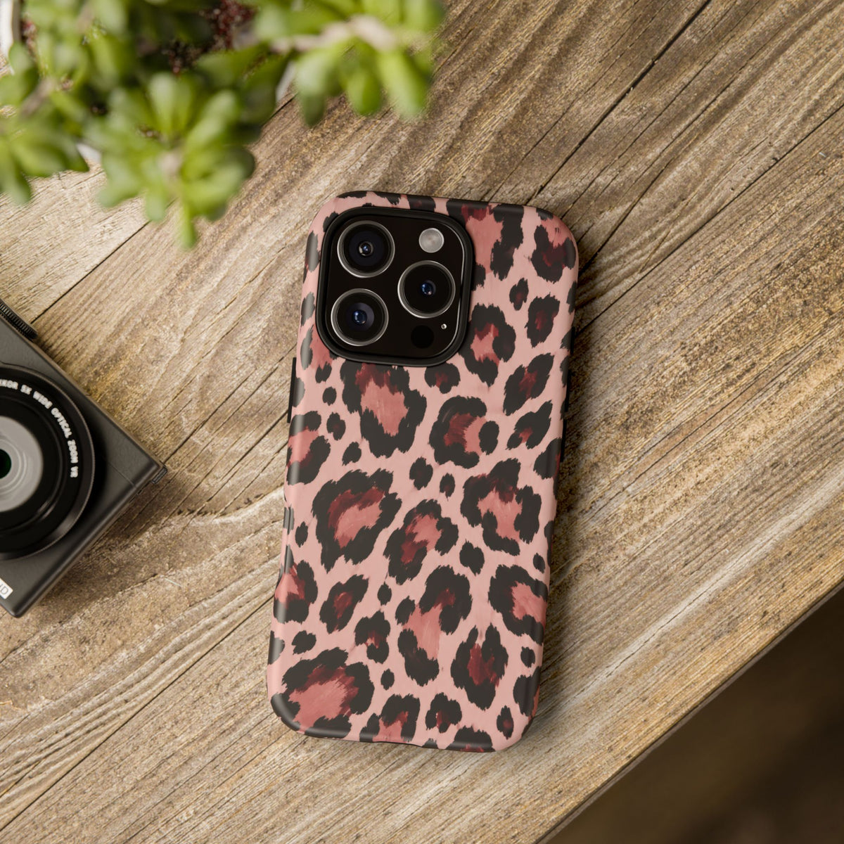 Wild Burgundy iPhone Tough Case | leopard print