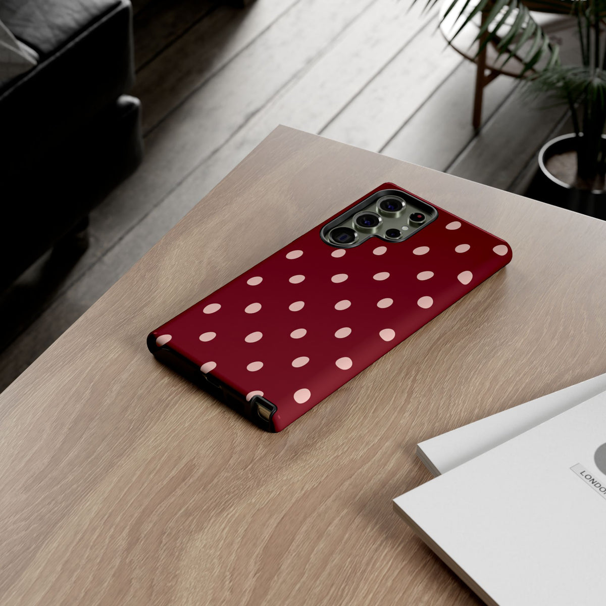 Burgundy Polka Dot Samsung Galaxy Tough Case | Mulberry Confetti