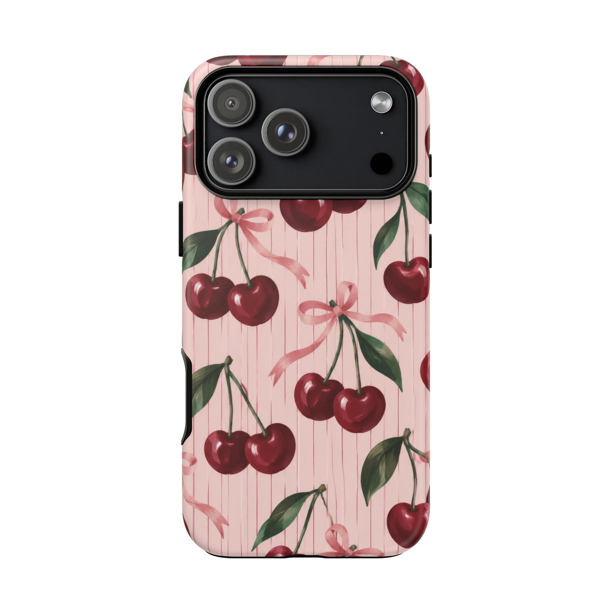 Cherry Ribbon iPhone Tough Case | cherry print
