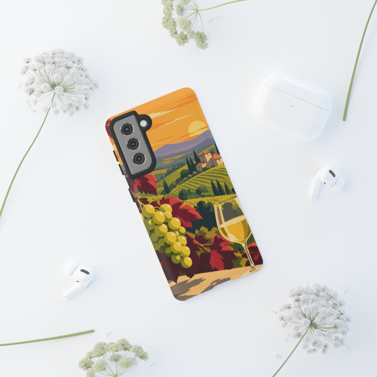 Wine & Grapes — Golden Vintage Samsung Galaxy Tough Case | wine grapes