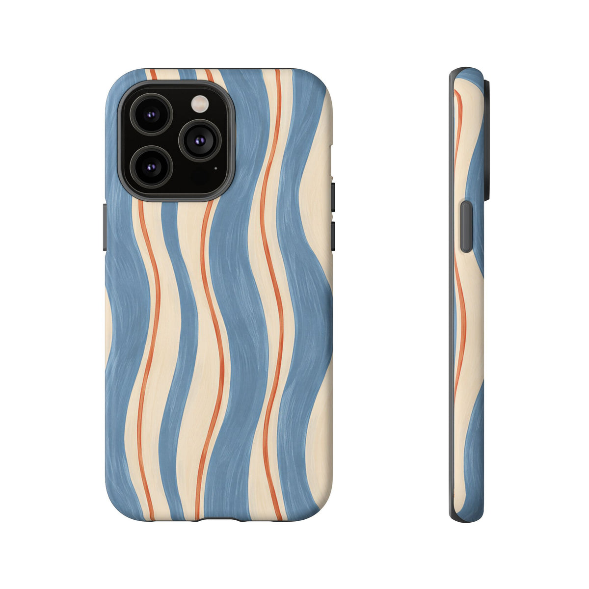Blue Wavy Stripe iPhone Tough Case | Riviera Ribbons