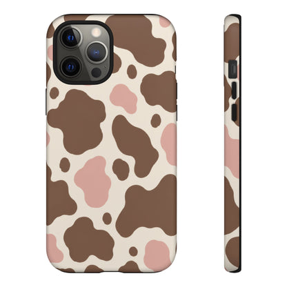 Mocha Blush iPhone Tough Case | Brown & Pink Cow Print