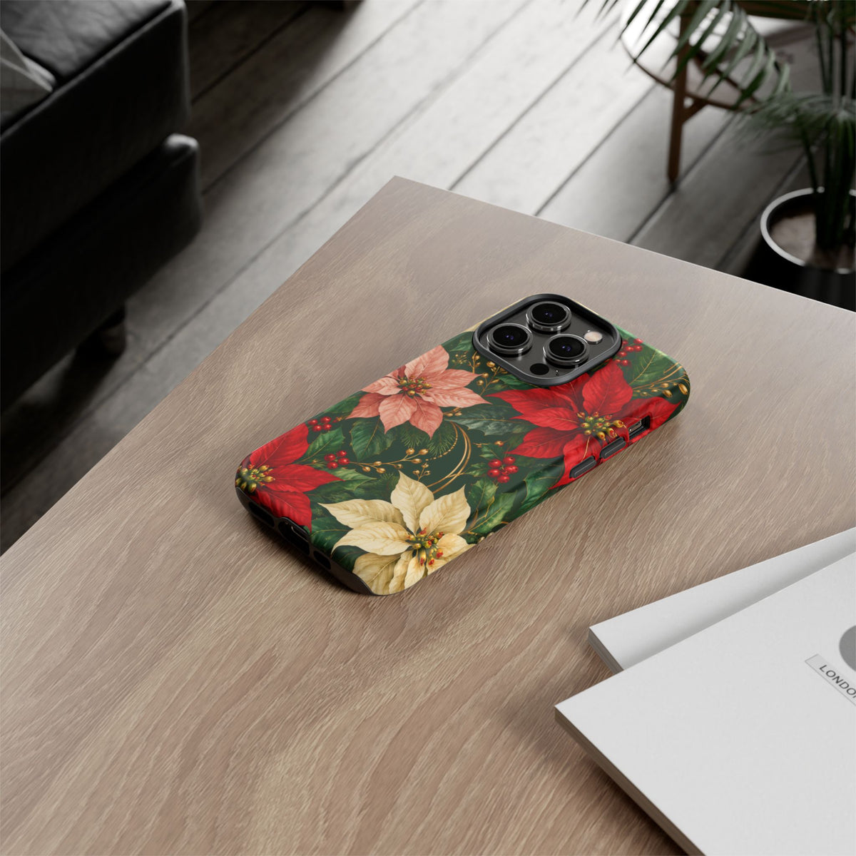 Noel in Bloom iPhone Tough Case | poinsettia