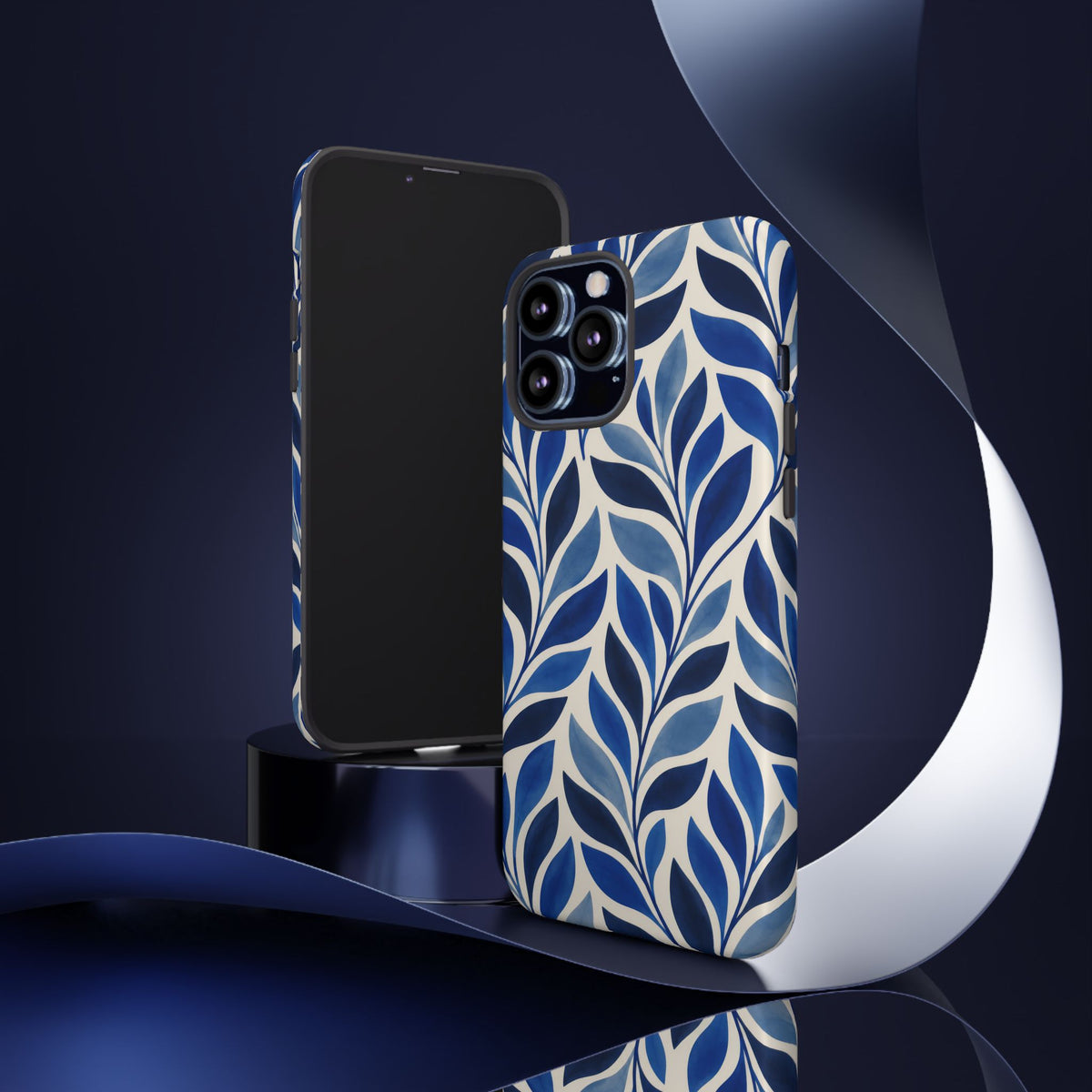 Cobalt Current iPhone Tough Case | Cobalt Blue Leaf Pattern