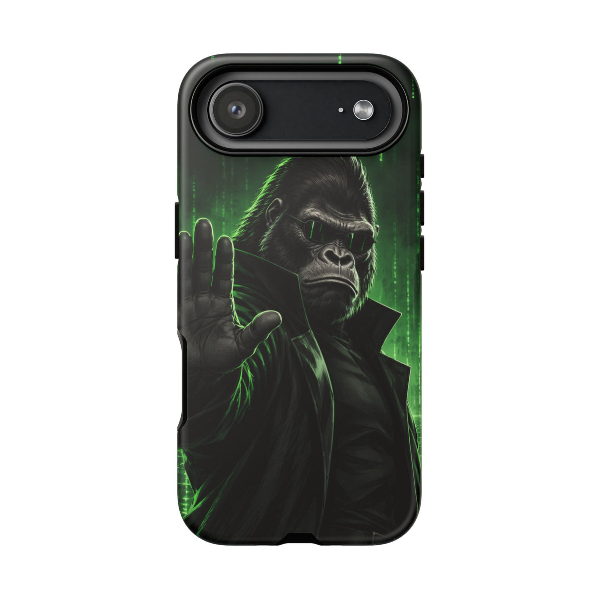 Cyberpunk Gorilla iPhone Tough Case | Neon Code Silverback