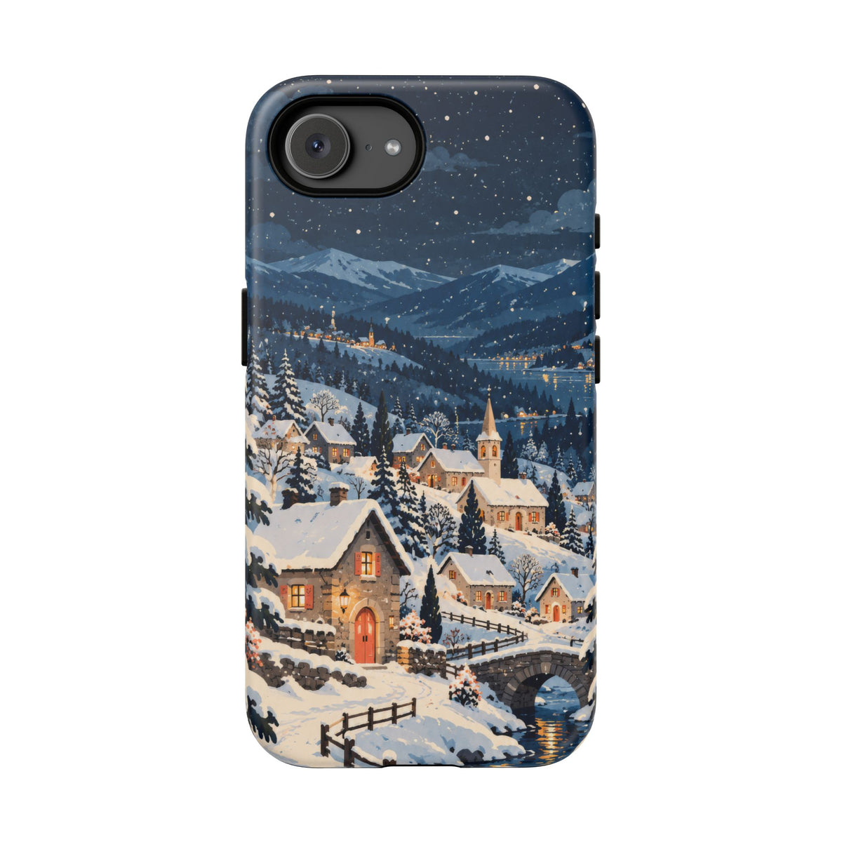 Snowfall on Juniper Lane iPhone Tough Case | christmas village