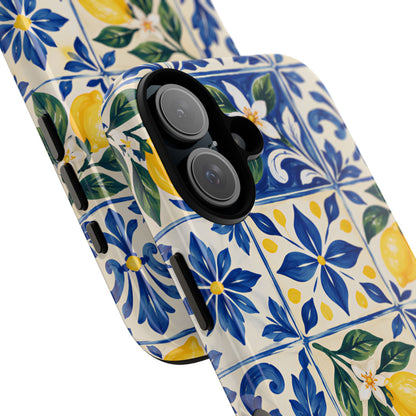 Blue Lemon Tile iPhone Tough Case | Azulejo Orchard