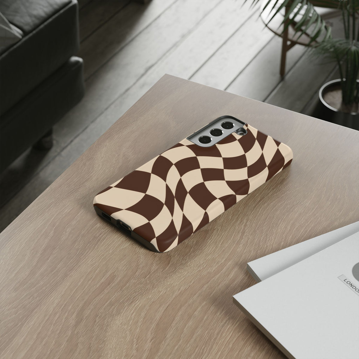 Espresso Wave Samsung Galaxy Tough Case | brown checkerboard
