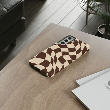 Espresso Wave Samsung Galaxy Tough Case | brown checkerboard