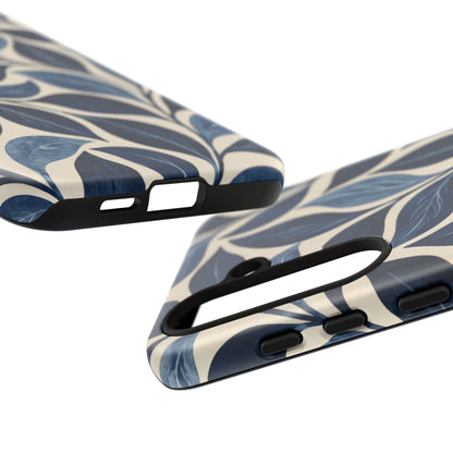 Indigo Folia Samsung Galaxy Tough Case | Indigo & Ivory Leaf Pattern