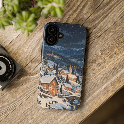 Snowfall on Juniper Lane iPhone Tough Case | christmas village