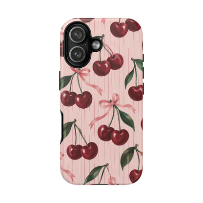 Cherry Ribbon iPhone Tough Case | cherry print