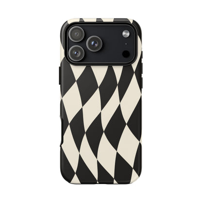Harlequin Sway iPhone Tough Case | Black & White Harlequin