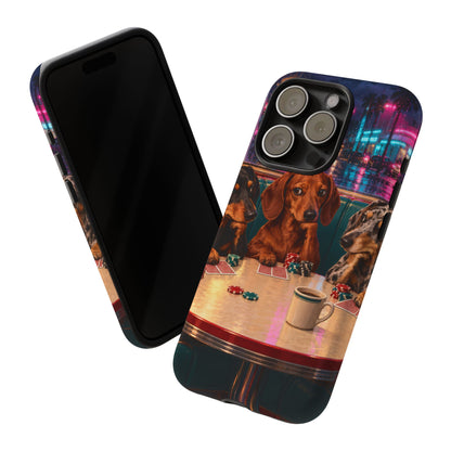 All-Night Aces iPhone Tough Case | dachshund poker