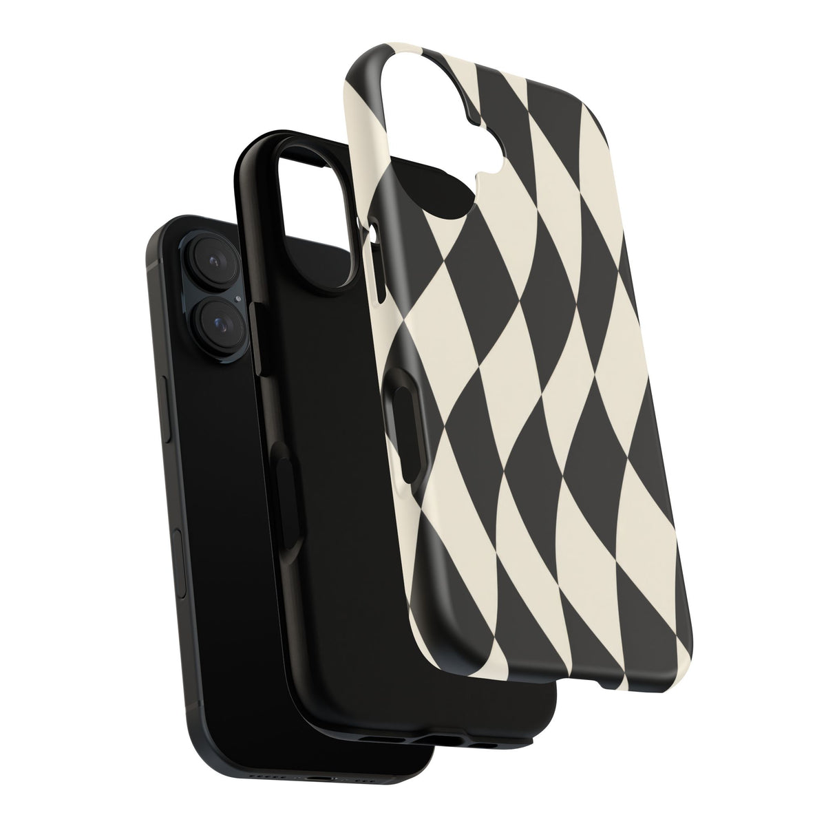 Harlequin Sway iPhone Tough Case | Black & White Harlequin