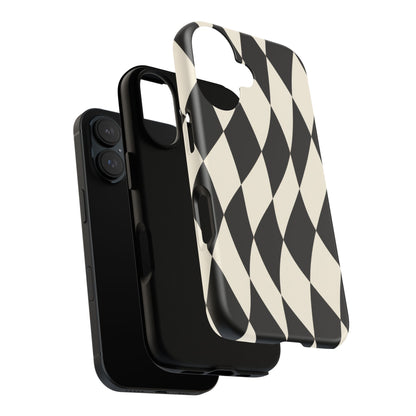 Harlequin Sway iPhone Tough Case | Black & White Harlequin