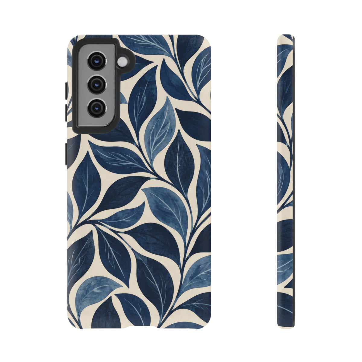 Indigo Folia Samsung Galaxy Tough Case | Indigo & Ivory Leaf Pattern