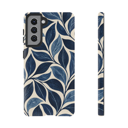 Indigo Folia Samsung Galaxy Tough Case | Indigo & Ivory Leaf Pattern