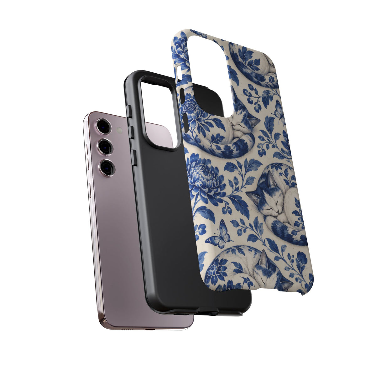 Porcelain Paws Samsung Galaxy Tough Case | blue cat pattern