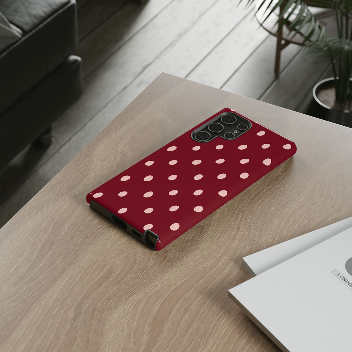 Burgundy Polka Dot Samsung Galaxy Tough Case | Mulberry Confetti